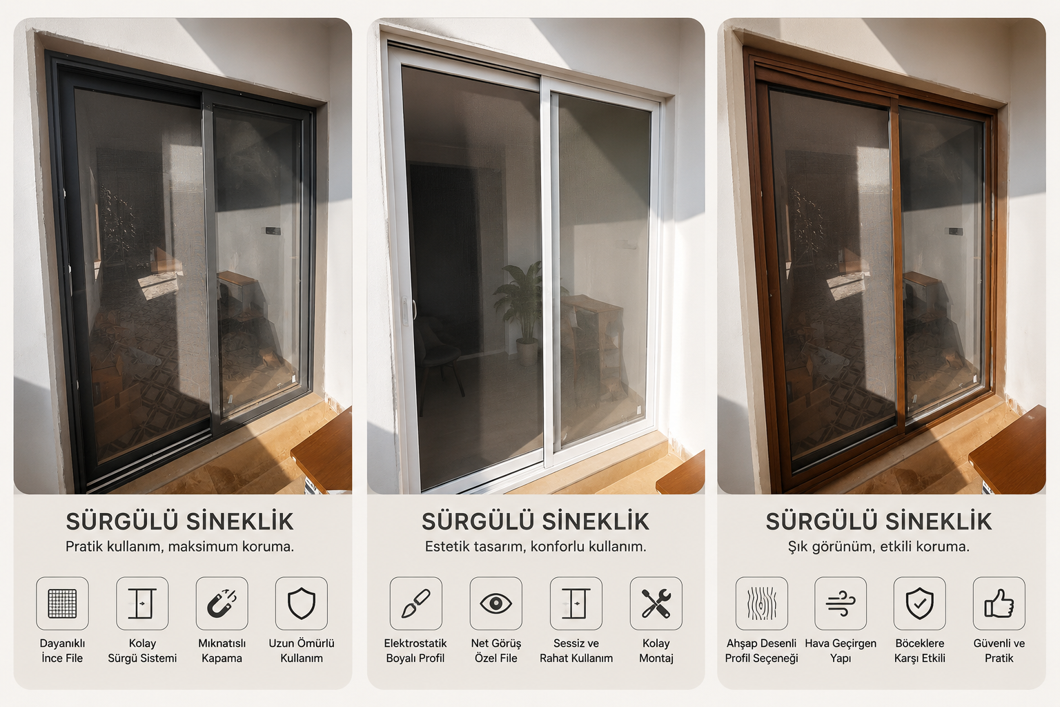 Sineklikçi Buca | Pileli, Menteşeli ve Sürgülü Sineklik Modelleri